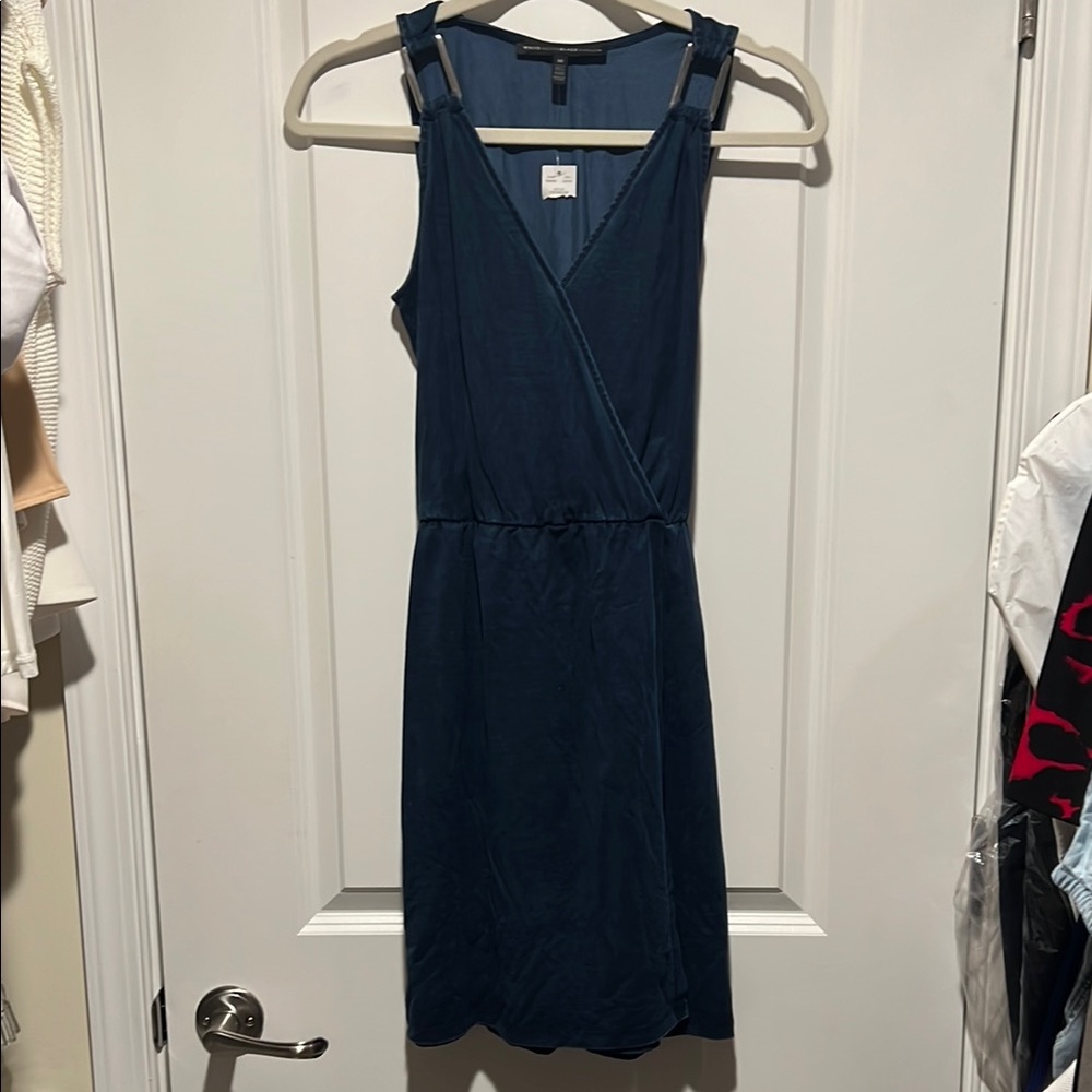 White House Black Market Soft Denim Sleeveless Dress with silver accents